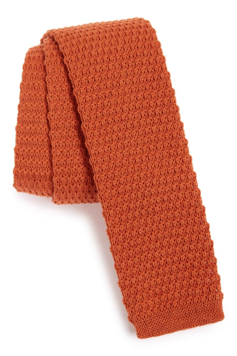 Skinny Knit Tie, Main, color, ORANGE