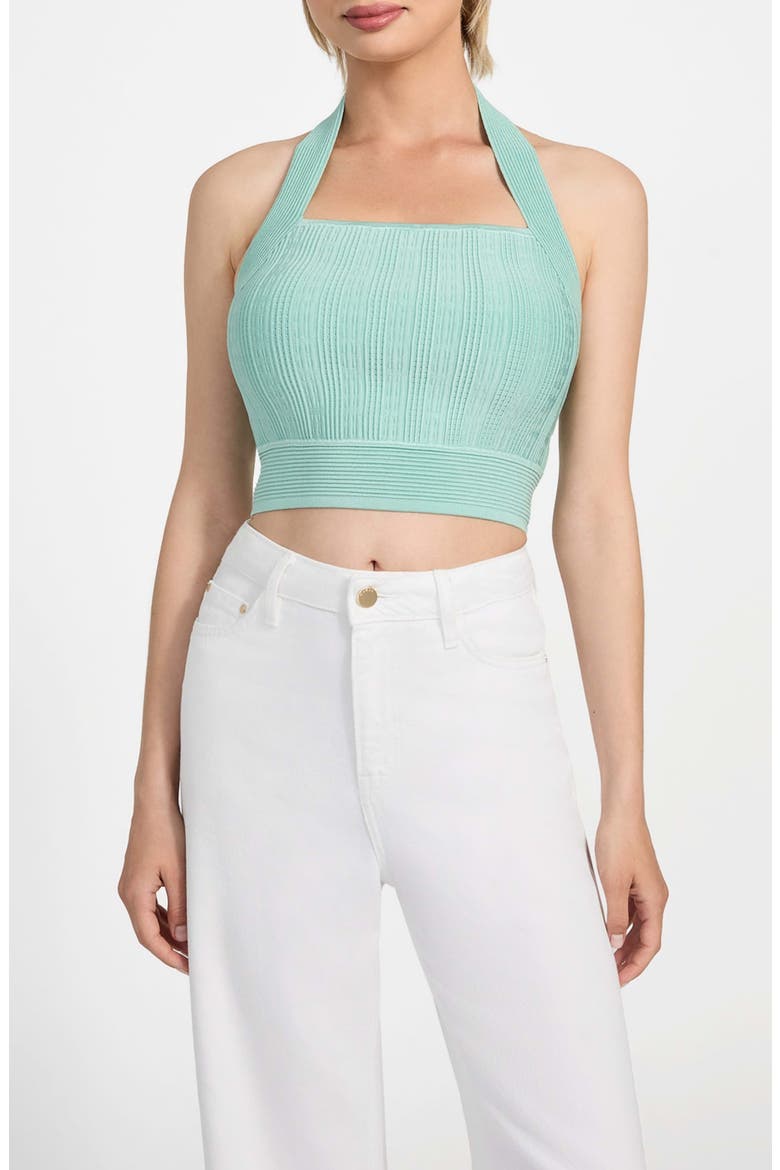 Sofie Rib Crop Halter Top, Main, color, SATURN GREEN