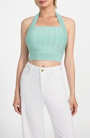 GUESS Sofie Rib Crop Halter Top