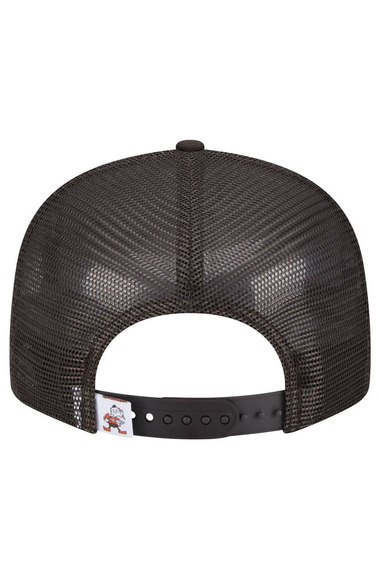 New Era Men's New Era Brown Cleveland Browns Throwback Main Trucker 9FIFTY Snapback Hat, Alternate, color, Brown