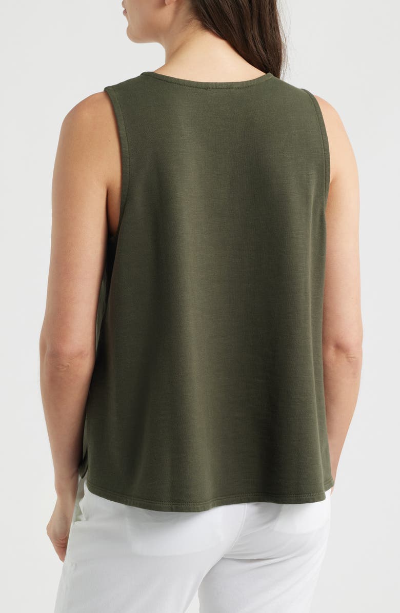 Eileen Fisher Crewneck Side Slit Organic Cotton Tank, Alternate, color, Seaweed