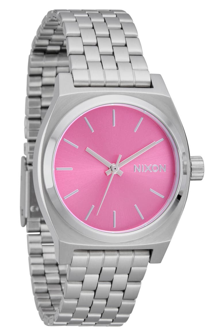 The Medium Time Teller Bracelet Watch, 31mm, Main, color, SILVER / PINK