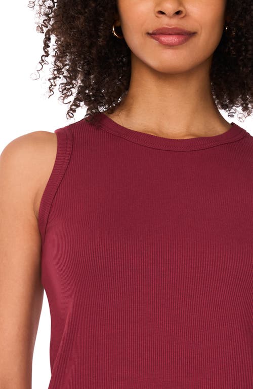 Halogen ® Fitted Ribbed Tank Top In Burgundy