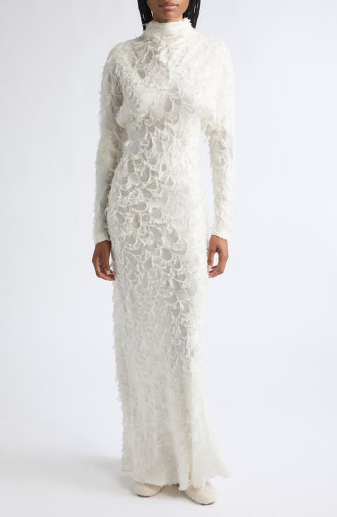 Aberdeen Long Sleeve Silk & Wool Fil Coupé Dress