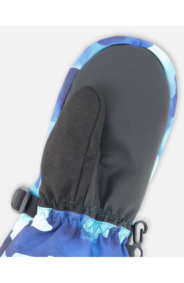 Deux par Deux Boys Winter Mittens Teknik Camo, Alternate, color, Teal Blue Camouflage