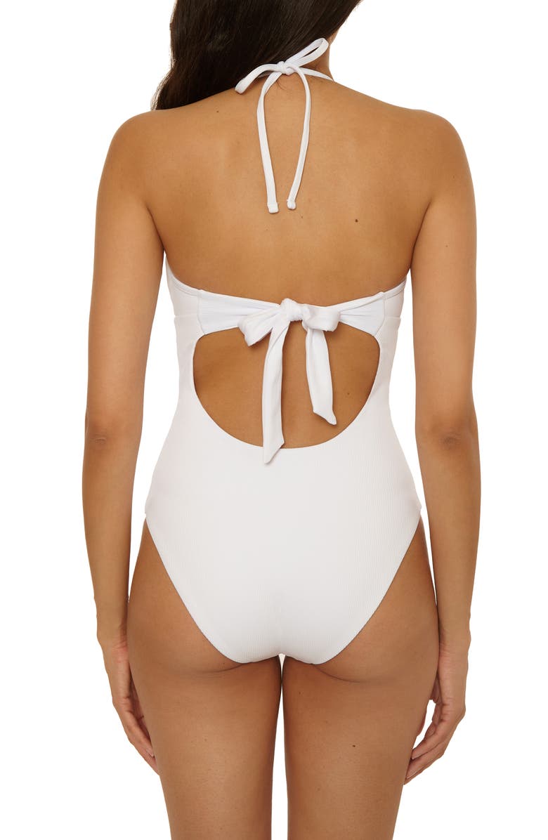 Becca Modern Edge Rib One-Piece Swimsuit, Alternate, color, 
