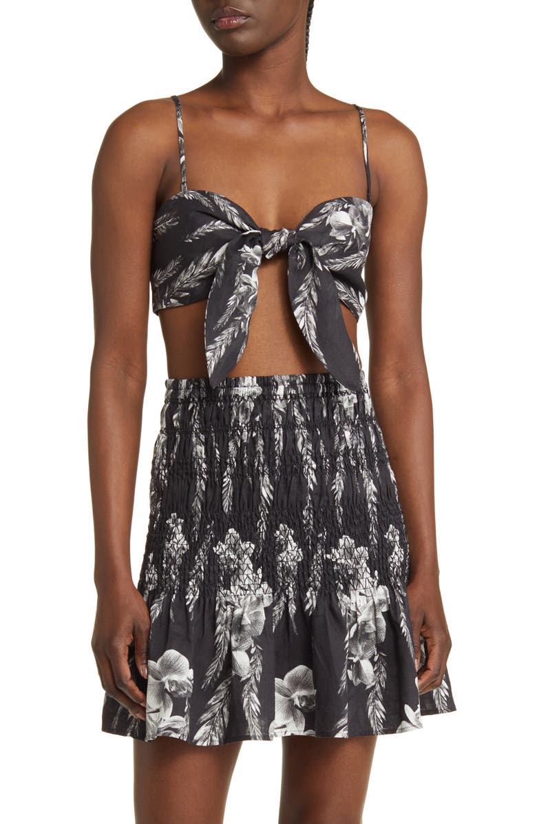 AllSaints Riah Mia Bandeau Linen Crop Camisole Top, Main, color, 