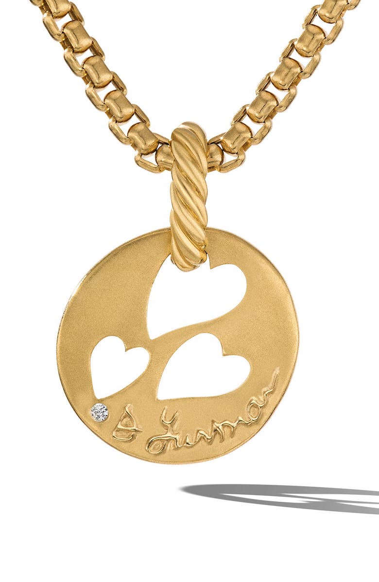 David Yurman DY Elements Open Hearts Pendant, Main, color, 18K Yellow Gold