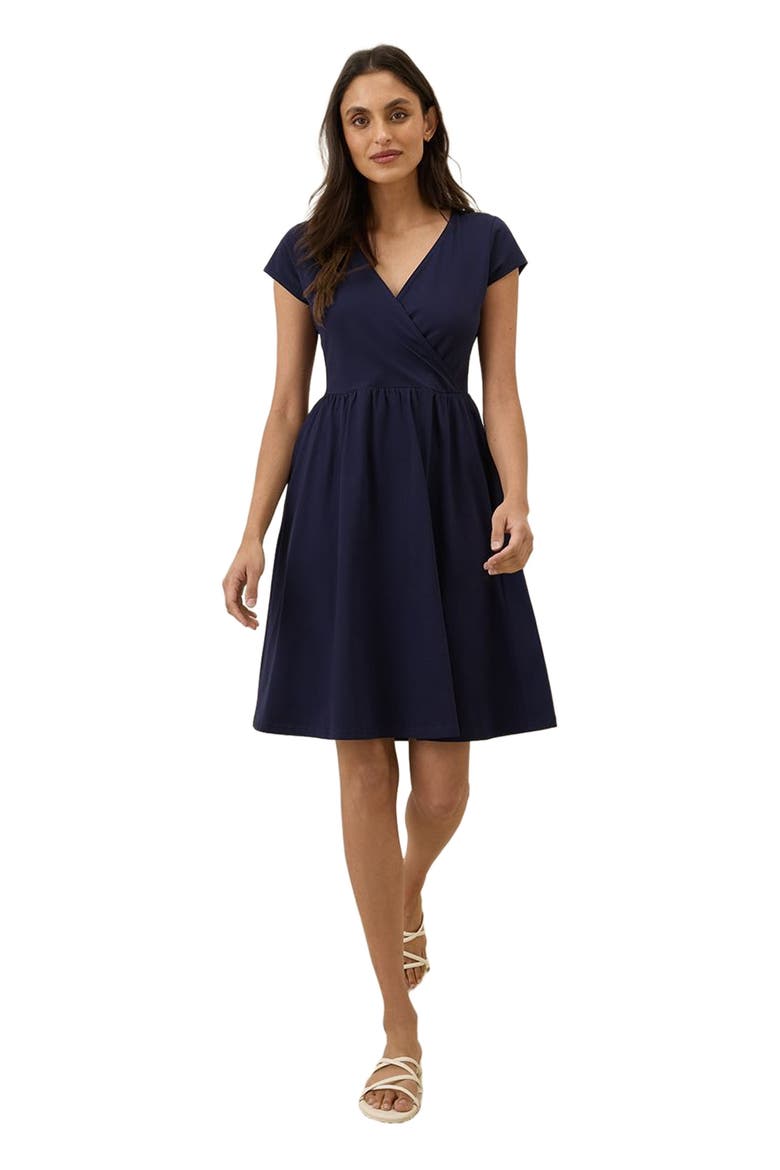 Fit & Flare Crossover Dress, Alternate, color, Eclipse
