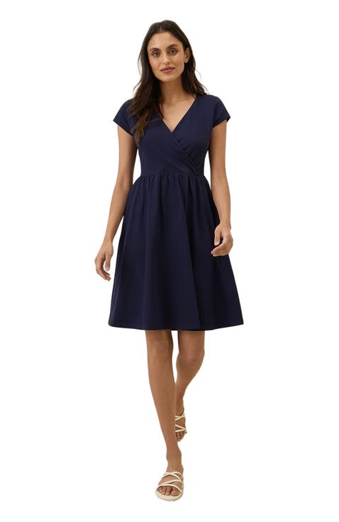 Organic Cotton Fit & Flare Crossover Dress