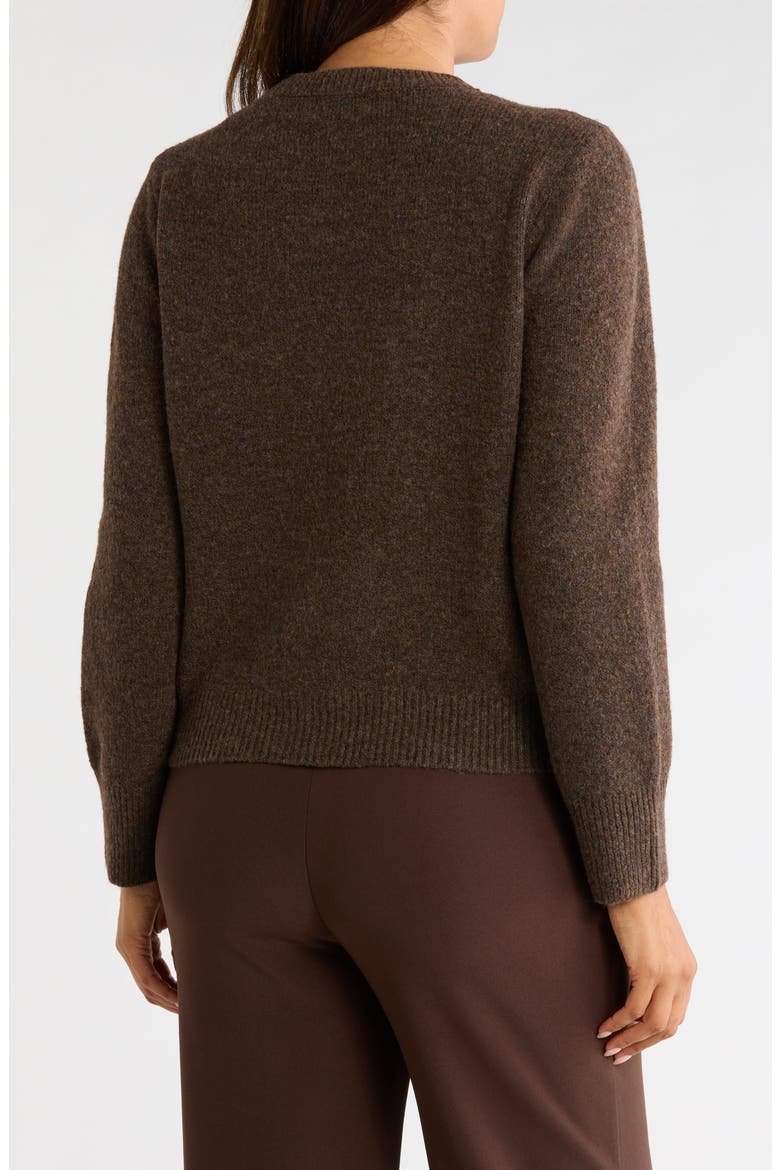 Floral Embroidered Crewneck Sweater, Alternate, color, BROWN