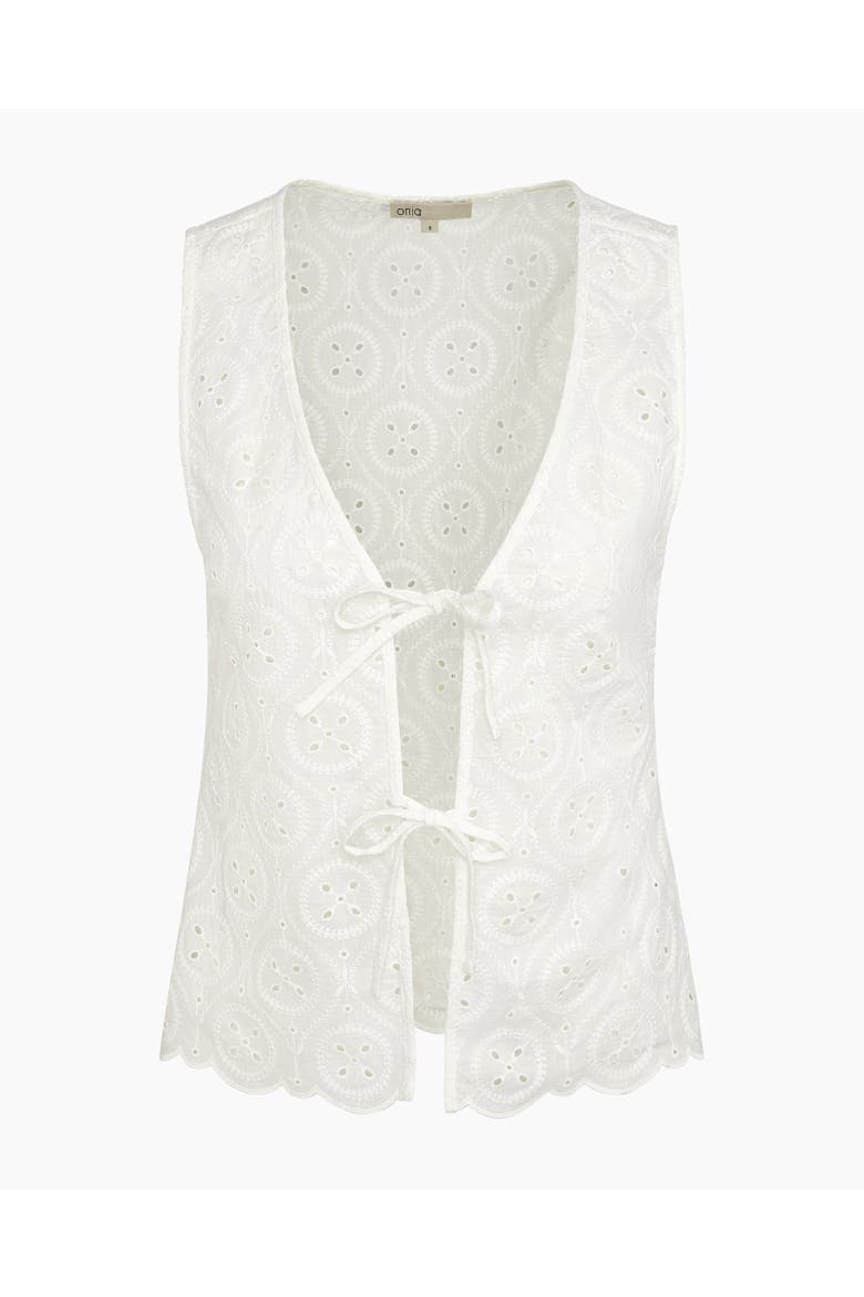 Cotton Tie Front Tank, Alternate, color, White