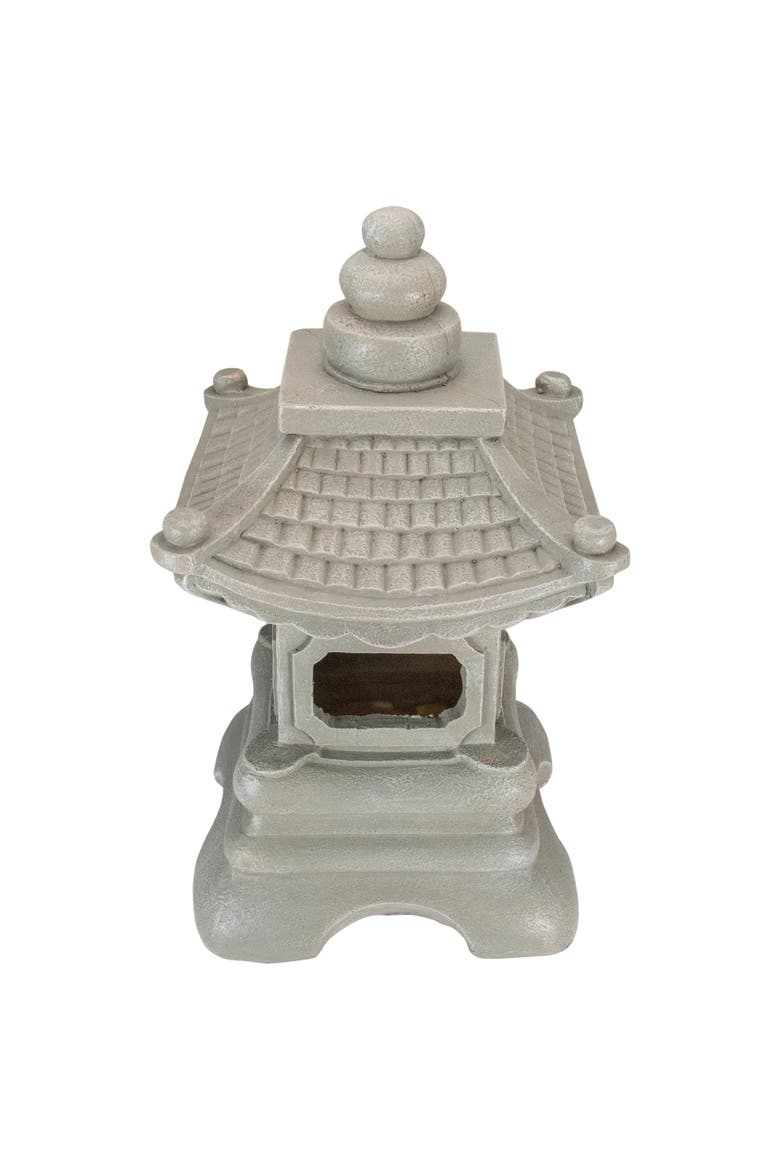 13.5" Dark Gray Pagoda Outdoor Garden Statue, Alternate, color, Gray