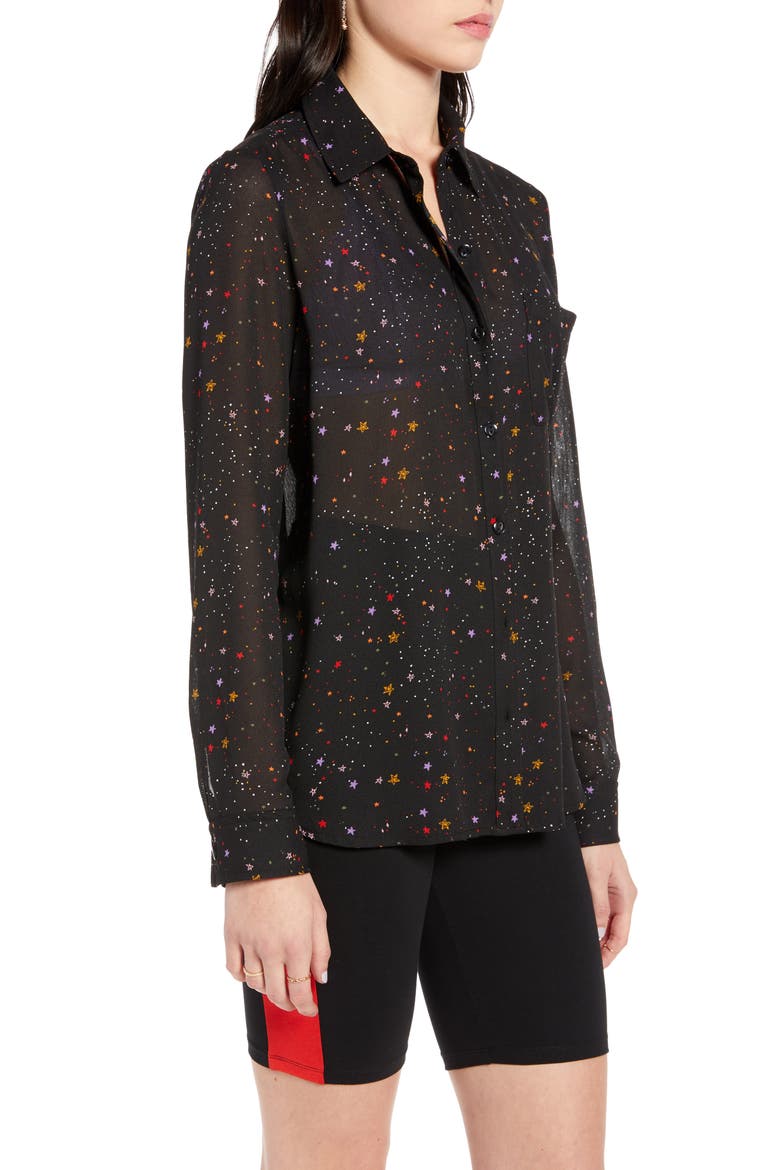 x Claudia Sulewski Gathered Back Shirt, Alternate, color, BLACK STARS