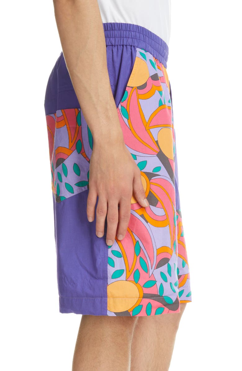 Isabel Marant Laverneo Abstract Print Cotton Logo Shorts, Alternate, color,