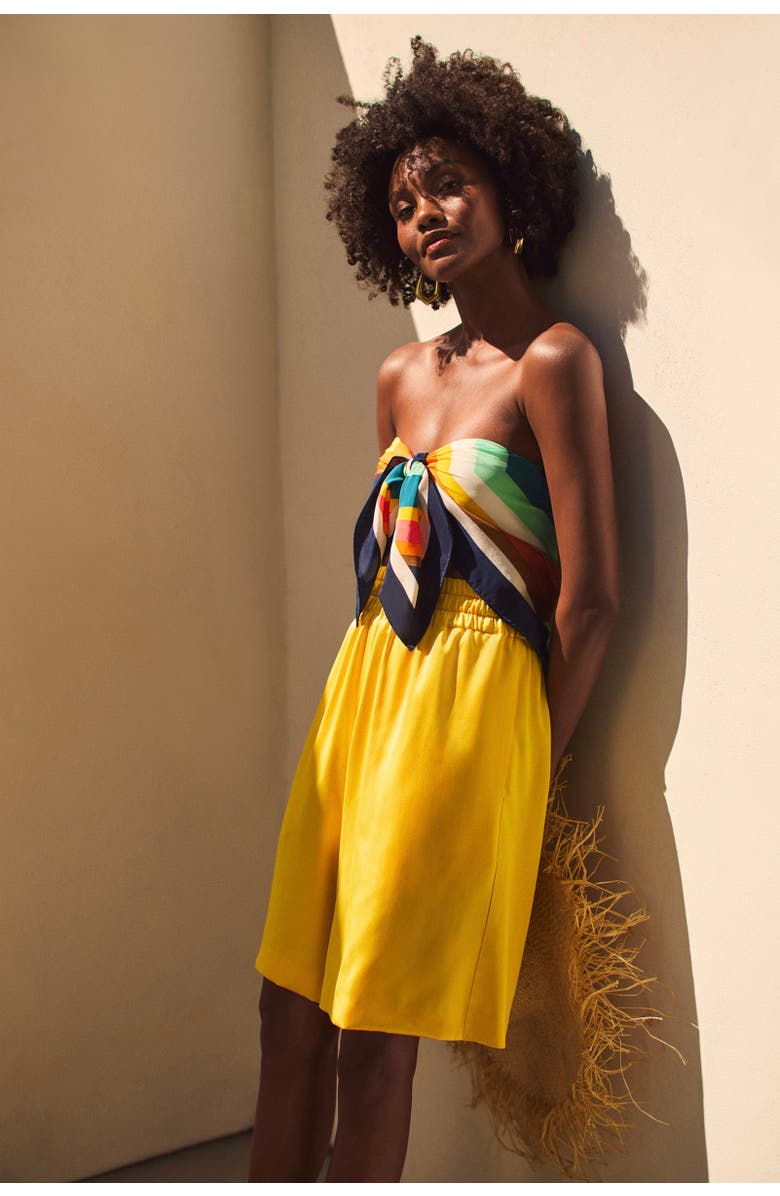 Trina Turk Chiana Satin Shorts, Alternate, color, Lambretta Lemon