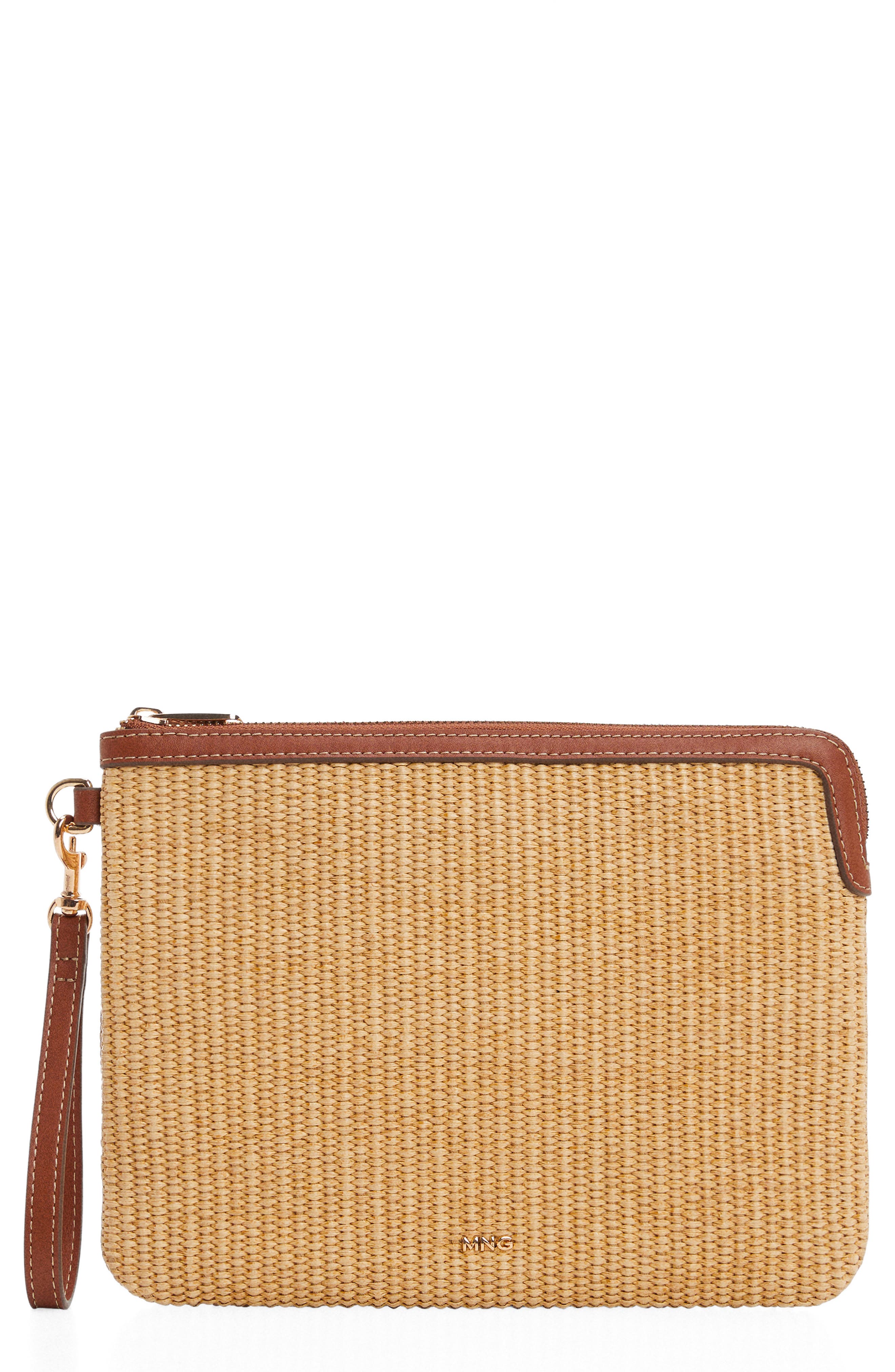 MANGO Woven Clutch, Main, color, 