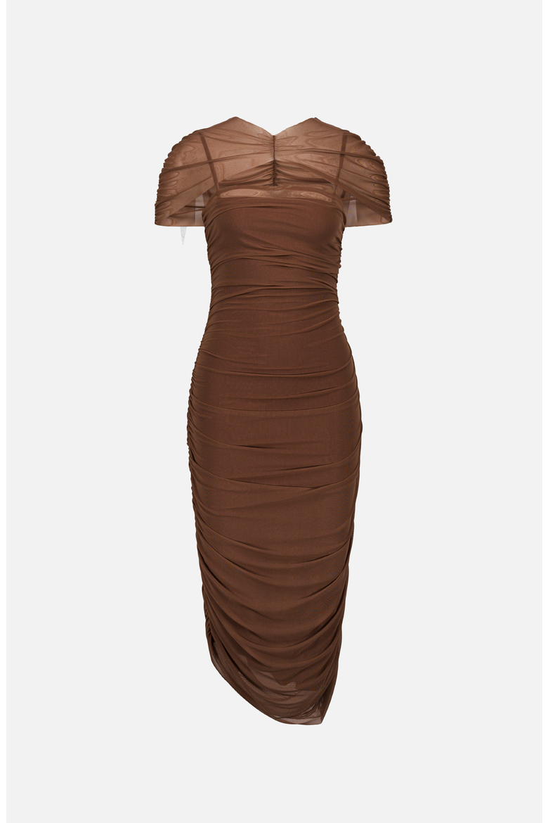 Draped Cape Dress, Main, color, Brown