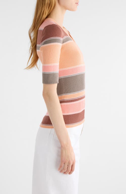 Chloé Striped Crewneck Rib Knit Cotton Top In Multi