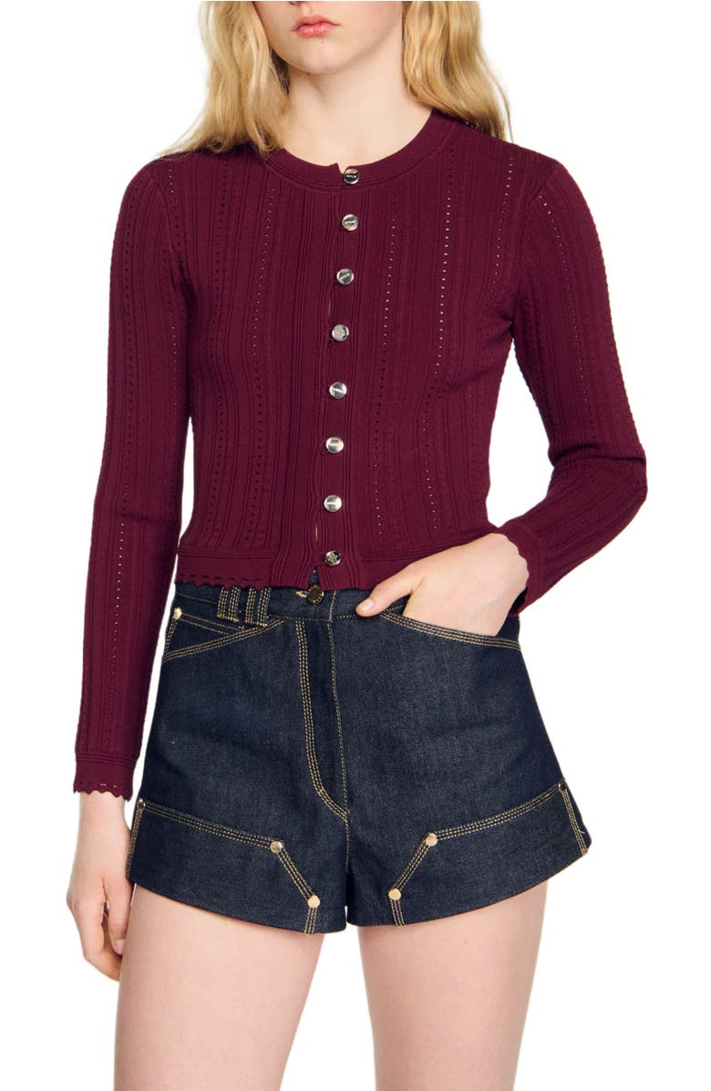 SANDRO Cable knit cardigan, Main, color, 