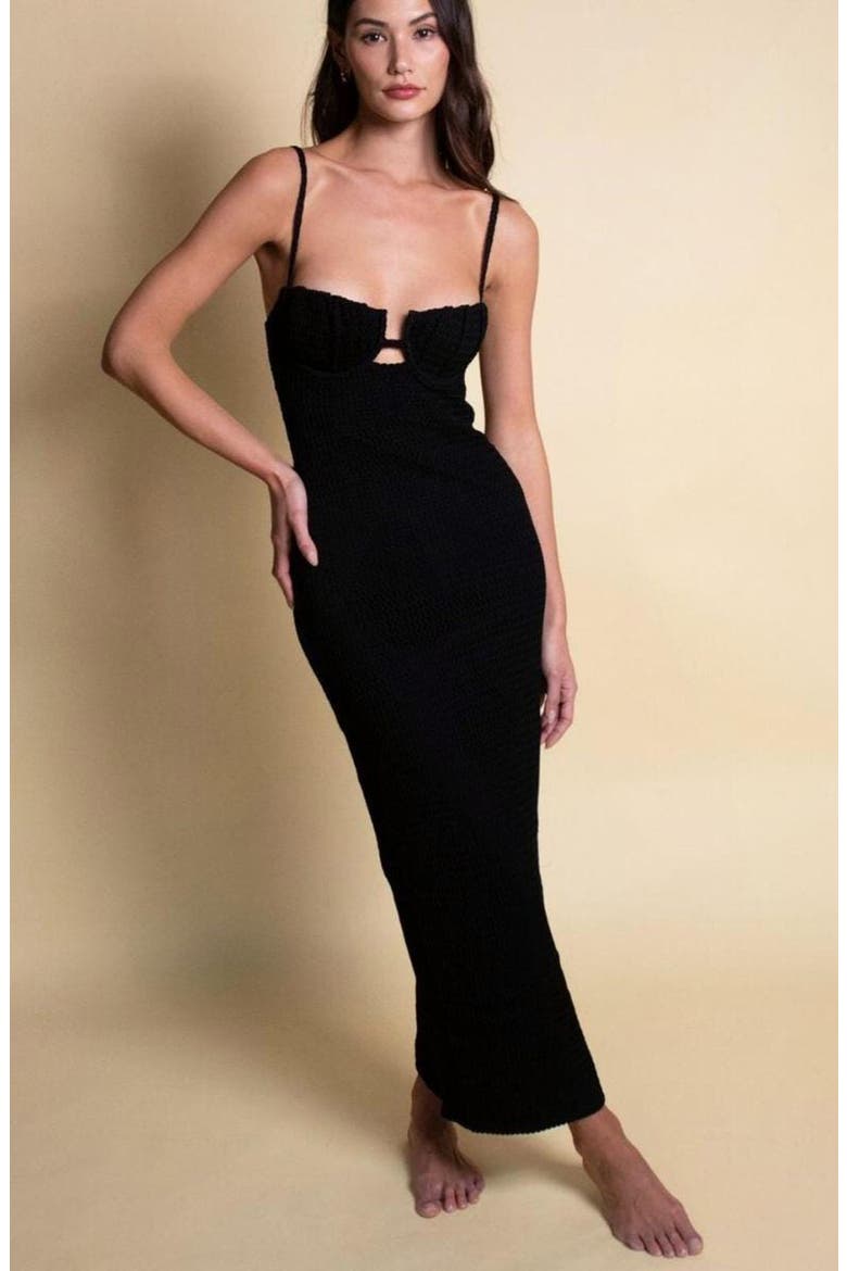 Petal Crochet Cover-Up Maxi Dress, Alternate, color, BLACK CROCHET