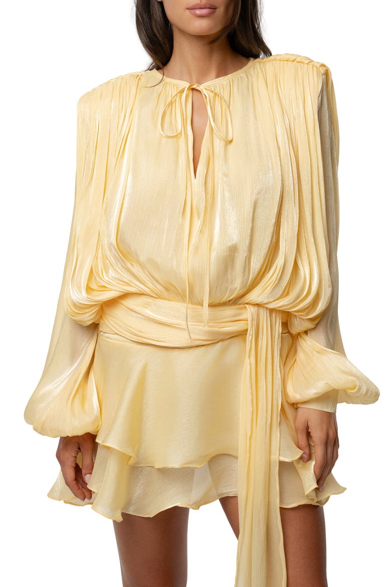 Pure Glow Long Sleeve Minidress, Alternate, color, YELLOW