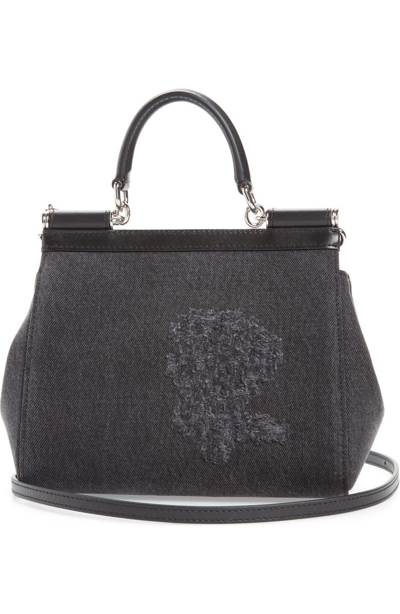 Dolce&Gabbana Small Sicily Denim Satchel, Alternate, color,