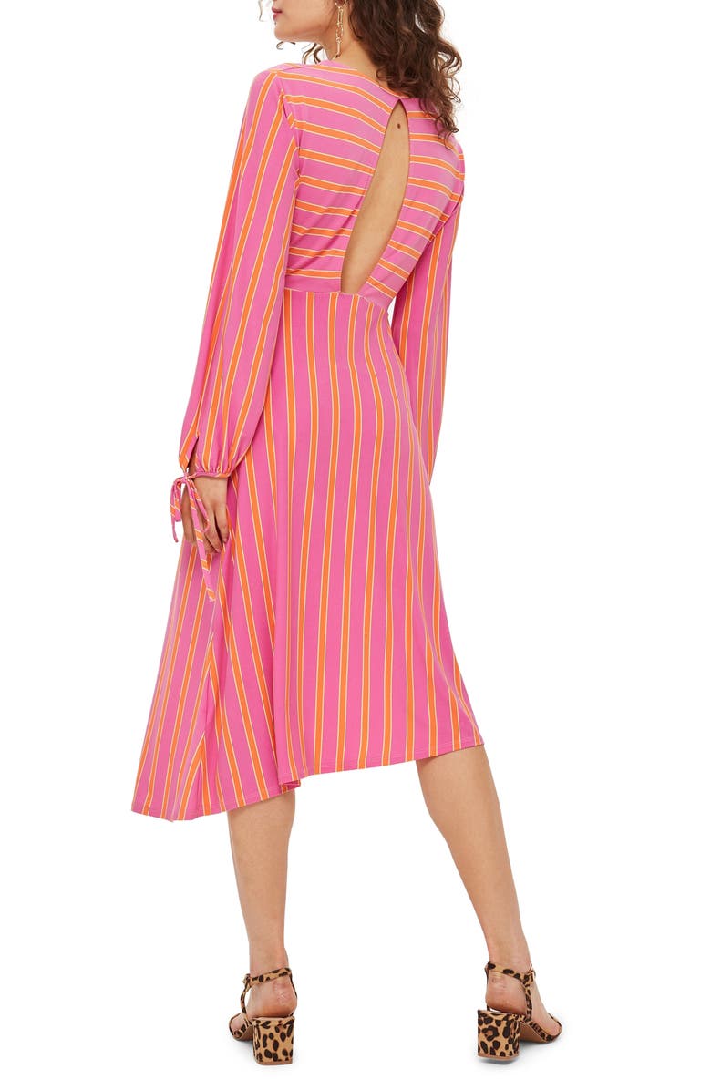 Topshop Stripe Wrap Midi Dress, Alternate, color,