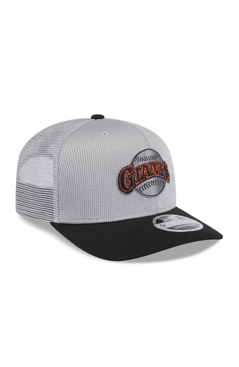New Era Men's New Era  Gray/Black San Francisco Giants 2025 Batting Practice 9SEVENTY Stretch-Snap Trucker Hat, Alternate, color, 