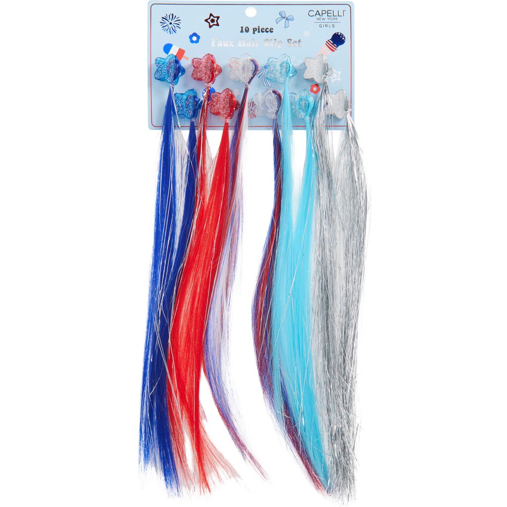 CAPELLI NEW YORK CAPELLI NEW YORK KIDS' 10-PACK AMERICANA FAUX HAIR EXTENSION CLIPS