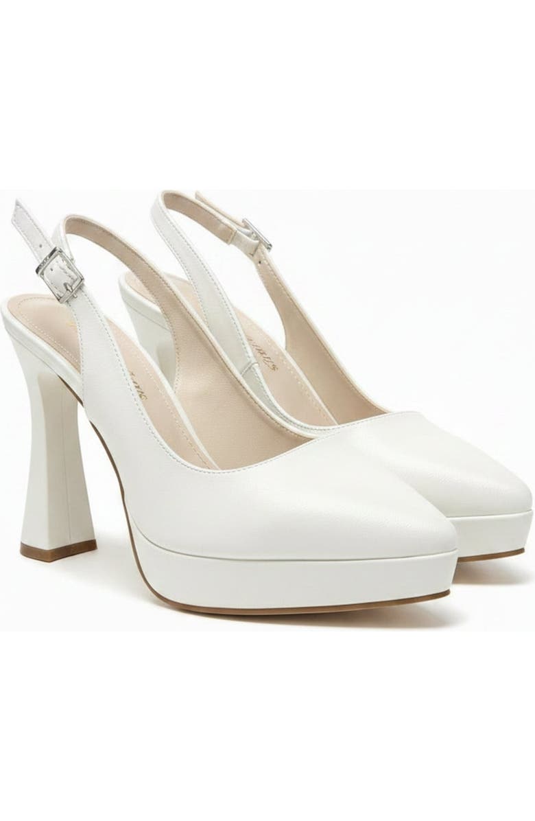 Forever & Always Shoes Corin Pointed Toe Slingback Wedding Platform Pump, Alternate, color, Ivory