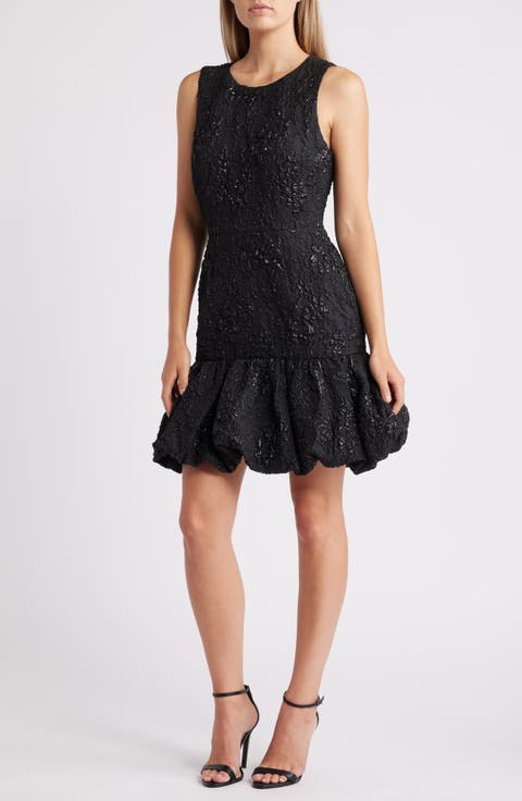 Bubble Hem Metallic Minidress