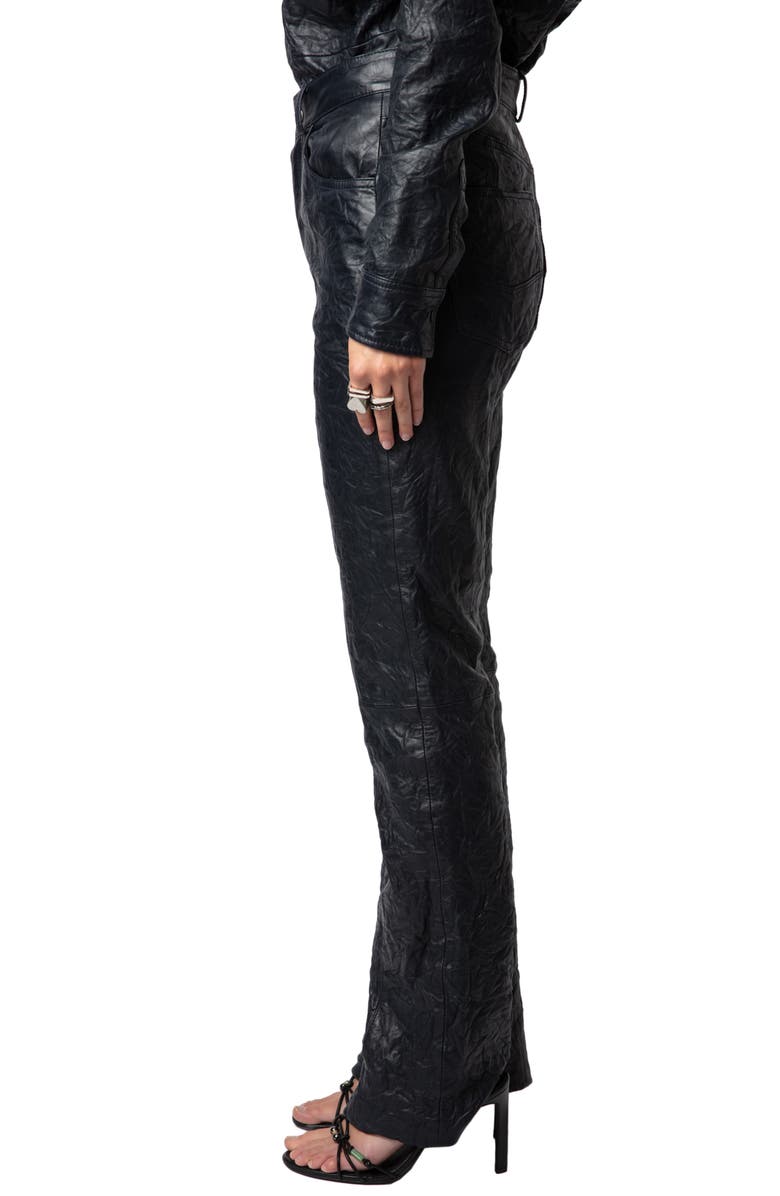 Zadig & Voltaire Poete Cuir Froisse Leather Pants, Alternate, color, 