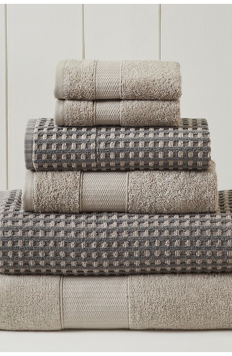 Modern Threads Luxury Spa Cobblestone Quick Dry 6-Piece Towel Set - White, Alternate, color, Charcoal