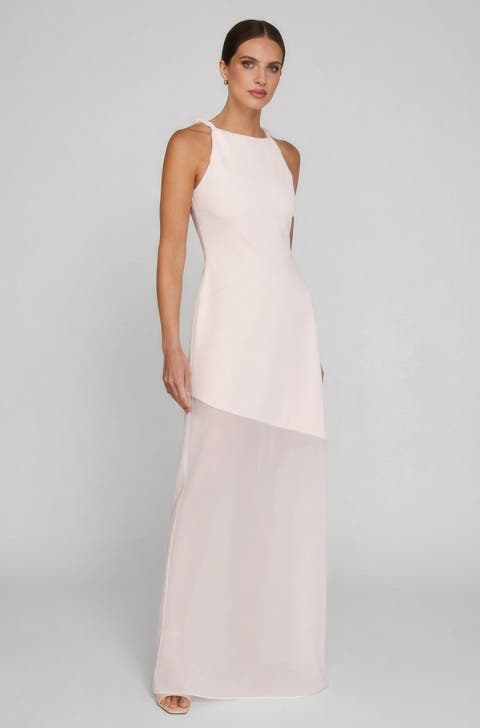 Twist Strap Sheer Hem Maxi Dress