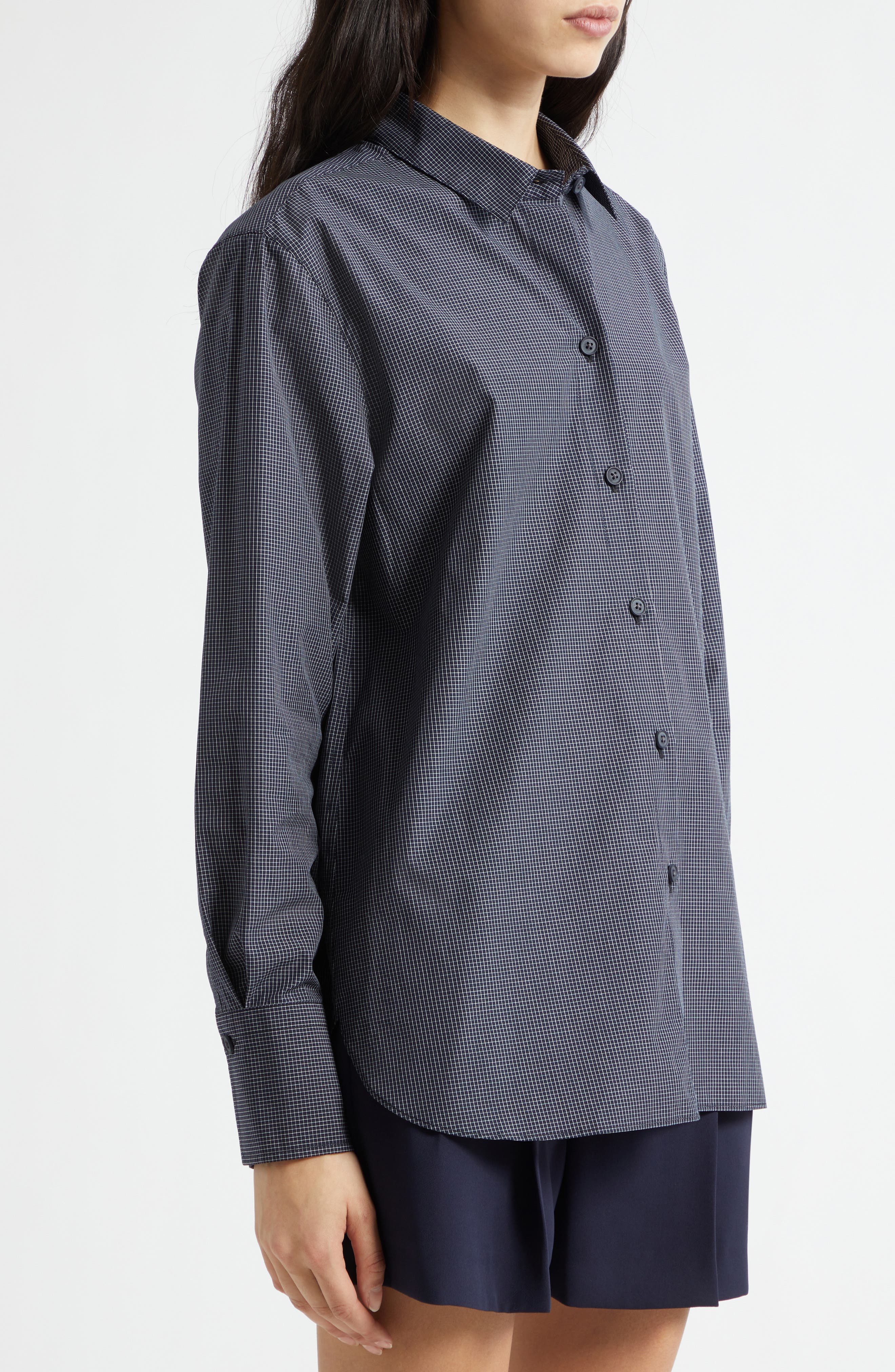 Vince Micro Grid Cotton Button-Up Shirt (Women) | Nordstromrack