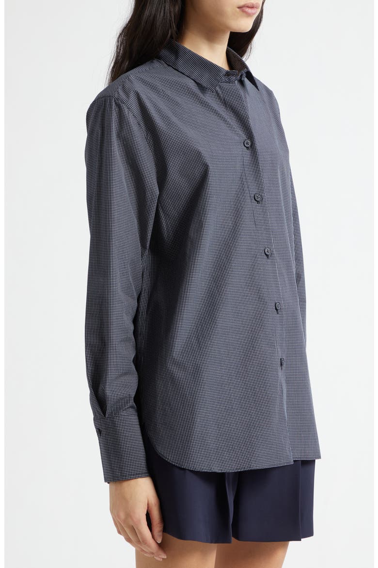 Micro Grid Cotton Button-Up Shirt, Alternate, color, TWILIGHT/ OFF WHITE