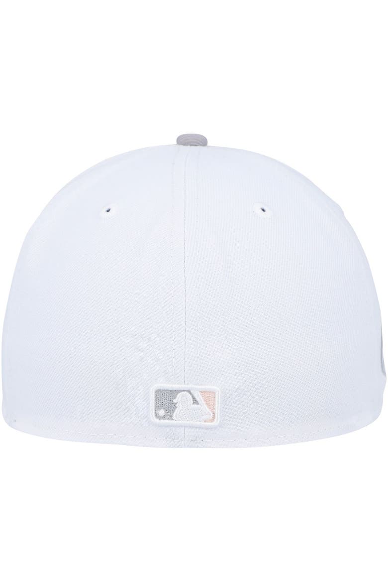 Men's New Era White/Gray Boston Red Sox 2007 World Series Side Patch Peach Undervisor 59FIFTY Fitted Hat, Alternate, color, White
