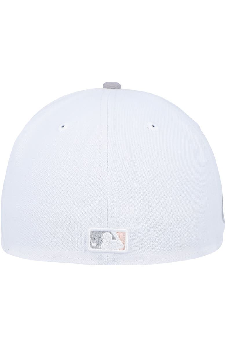 New Era Men's New Era White/Gray Boston Red Sox 2007 World Series Side Patch Peach Undervisor 59FIFTY Fitted Hat, Alternate, color, 