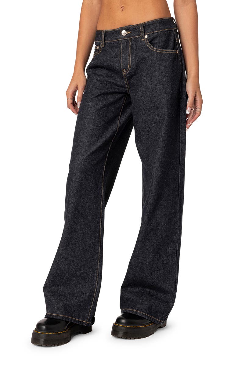 EDIKTED Raelynn Low Rise Wide Leg Jeans, Alternate, color, Indigo-Blue-Raw-Wash