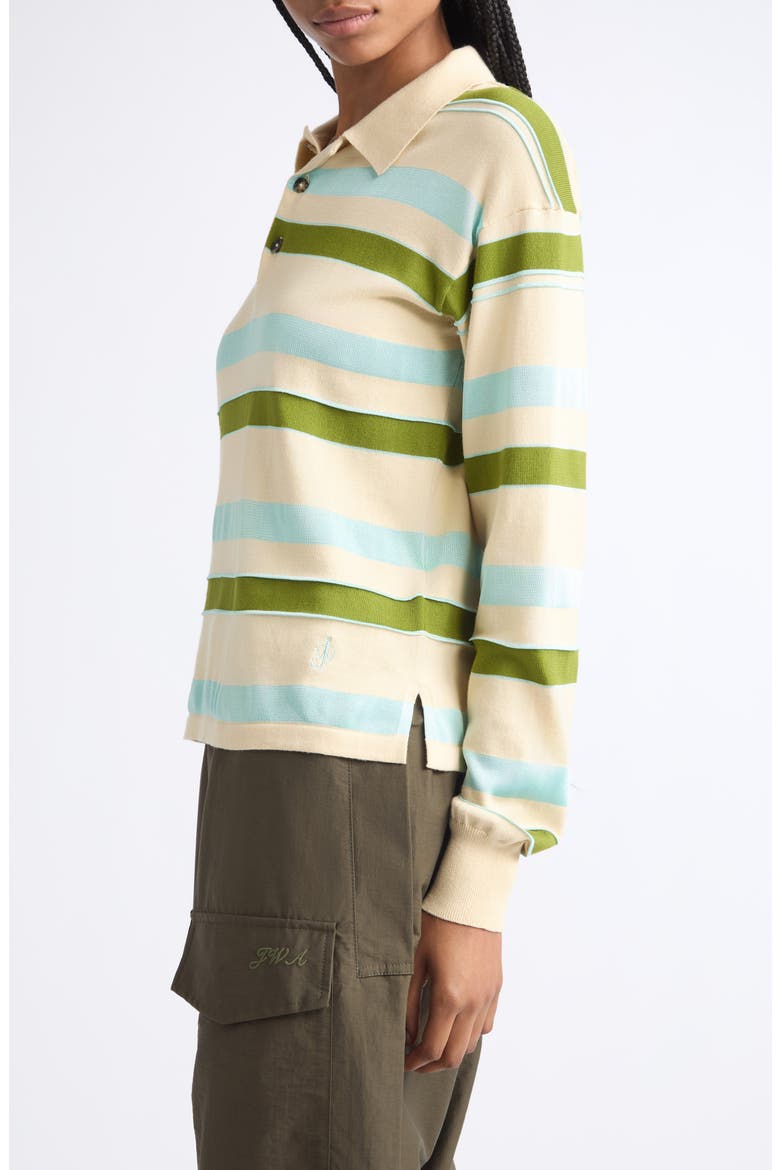 Stripe Long Sleeve Polo, Alternate, color, IVORY