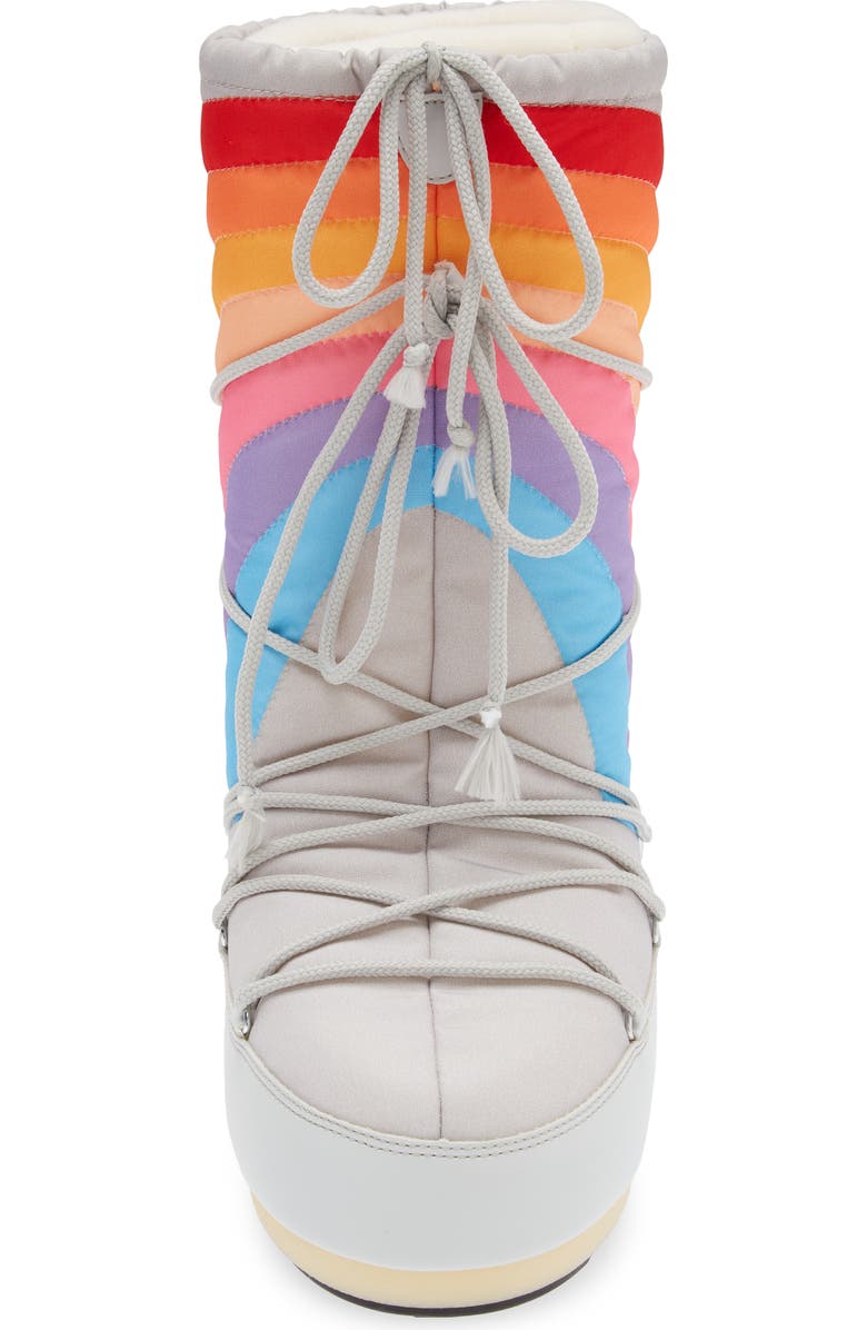 Moon Boot<sup>®</sup> Kids' Rainbow Print Icon Water Repellent Moon Boot<sup>®</sup>, Alternate, color,