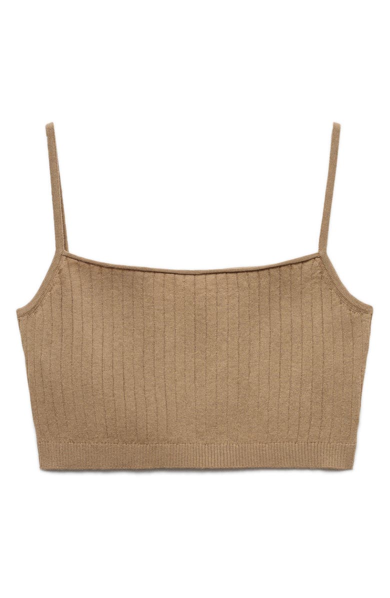 MANGO Rib Knit Crop Camisole, Alternate, color, 