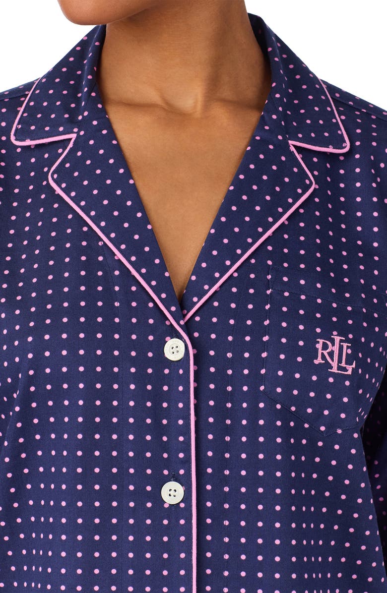 Lauren Ralph Lauren Print Cotton Blend Pajamas, Alternate, color, Navy Dot