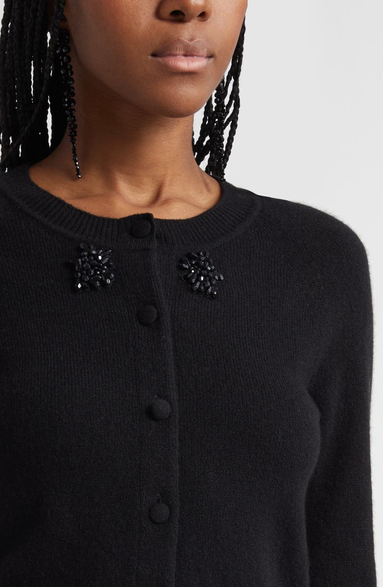 Simone Rocha Embellished Cashmere Cardigan, Alternate, color, Black/ Jet