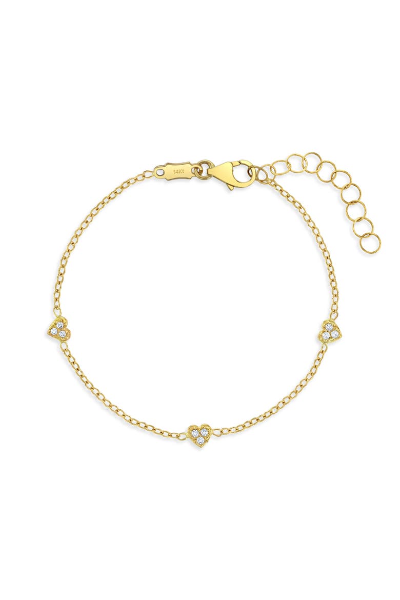 14k Tiny Heart Link Bracelet, Main, color, Gold
