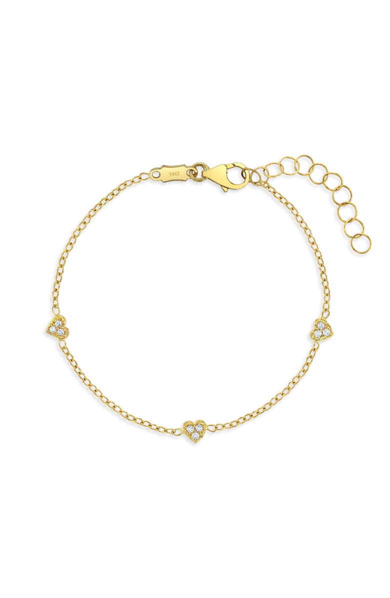 In Season Jewelry 14k Tiny Heart Link Bracelet, Main, color, Gold