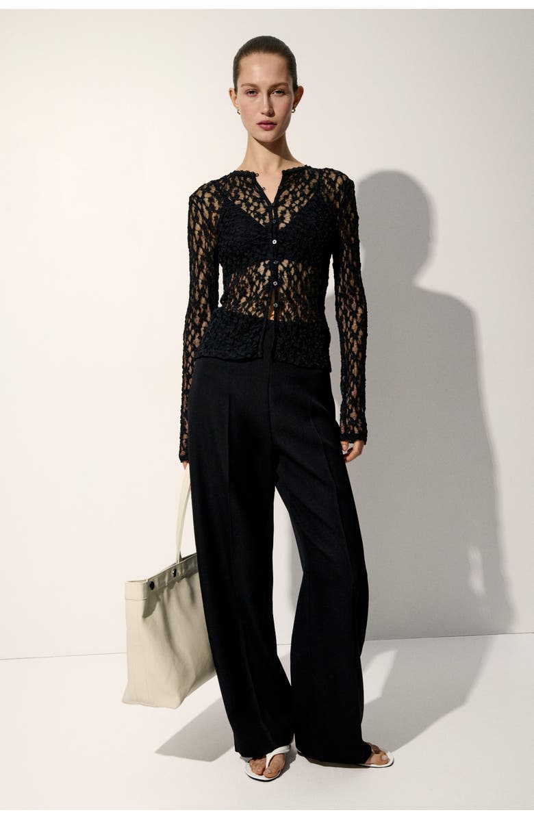 H&M Lace-look cardigan, Alternate, color, Black