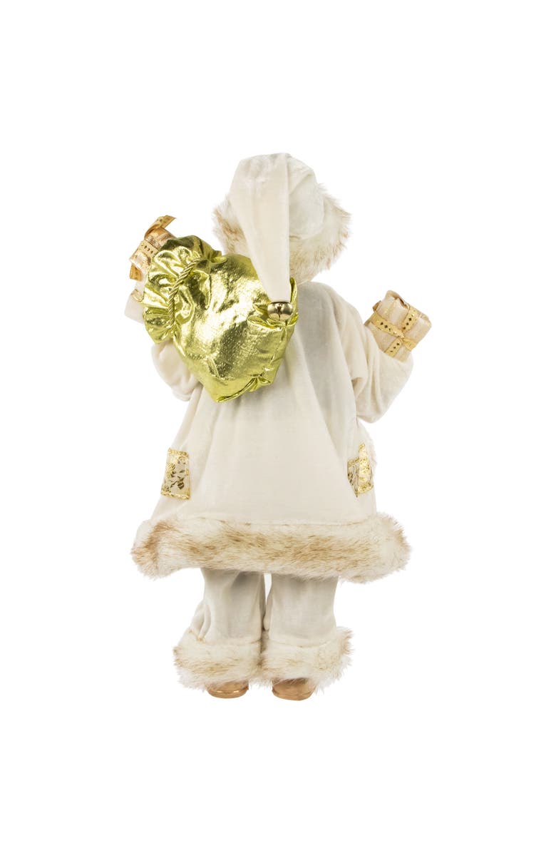 Northlight 18" Ivory and Gold Santa Claus with Gift Bag Christmas Figure, Alternate, color, Ivory