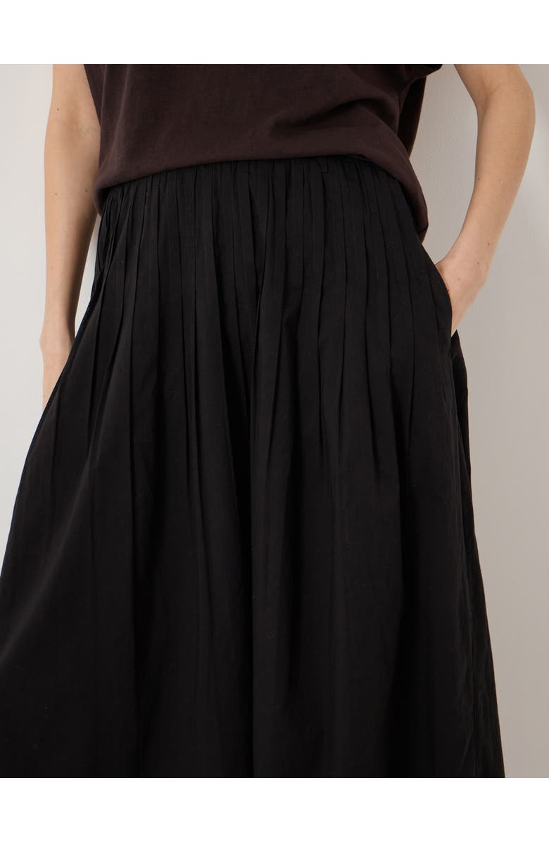 Hush Maddie Pleated Cotton Voile Midi Skirt, Alternate, color, Black